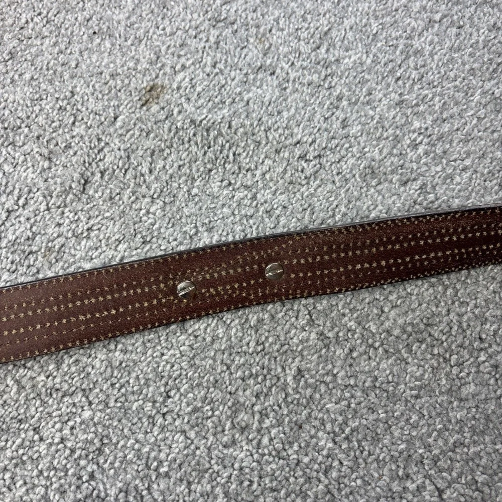 vtg Western Leather‎ Belt braided horsehair inlay cross Brown Conchos Studded 38